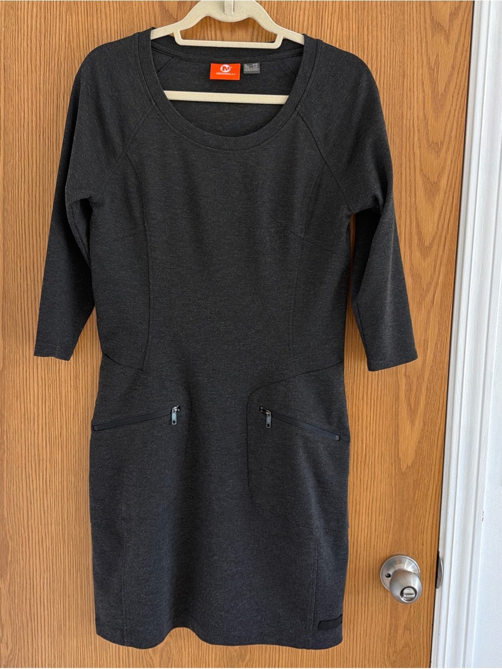 Merrell Ostrova Dress Women’s M Black Ponte Knit 3/4 Sleeve Zip Pockets JWF22695